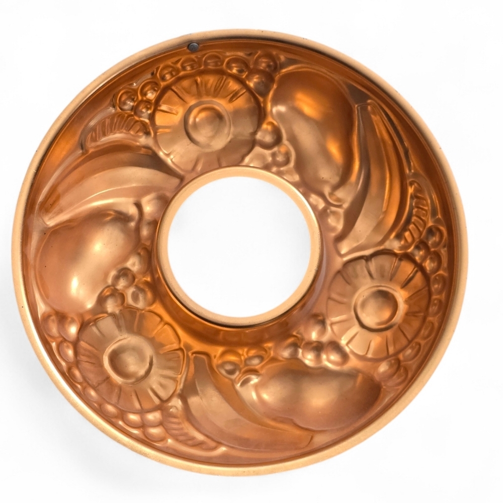 Vintage Copper Fruit Jell-O Mold | 10” Ring Cake Mold  Mid Century Kitchen Decor